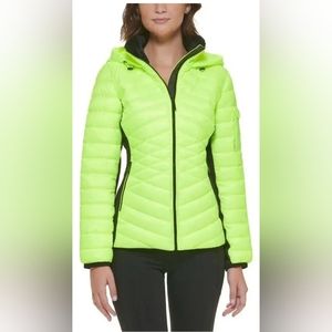 Calvin Klein Performance Hooded Mixed-Media Puffer Jacket-S